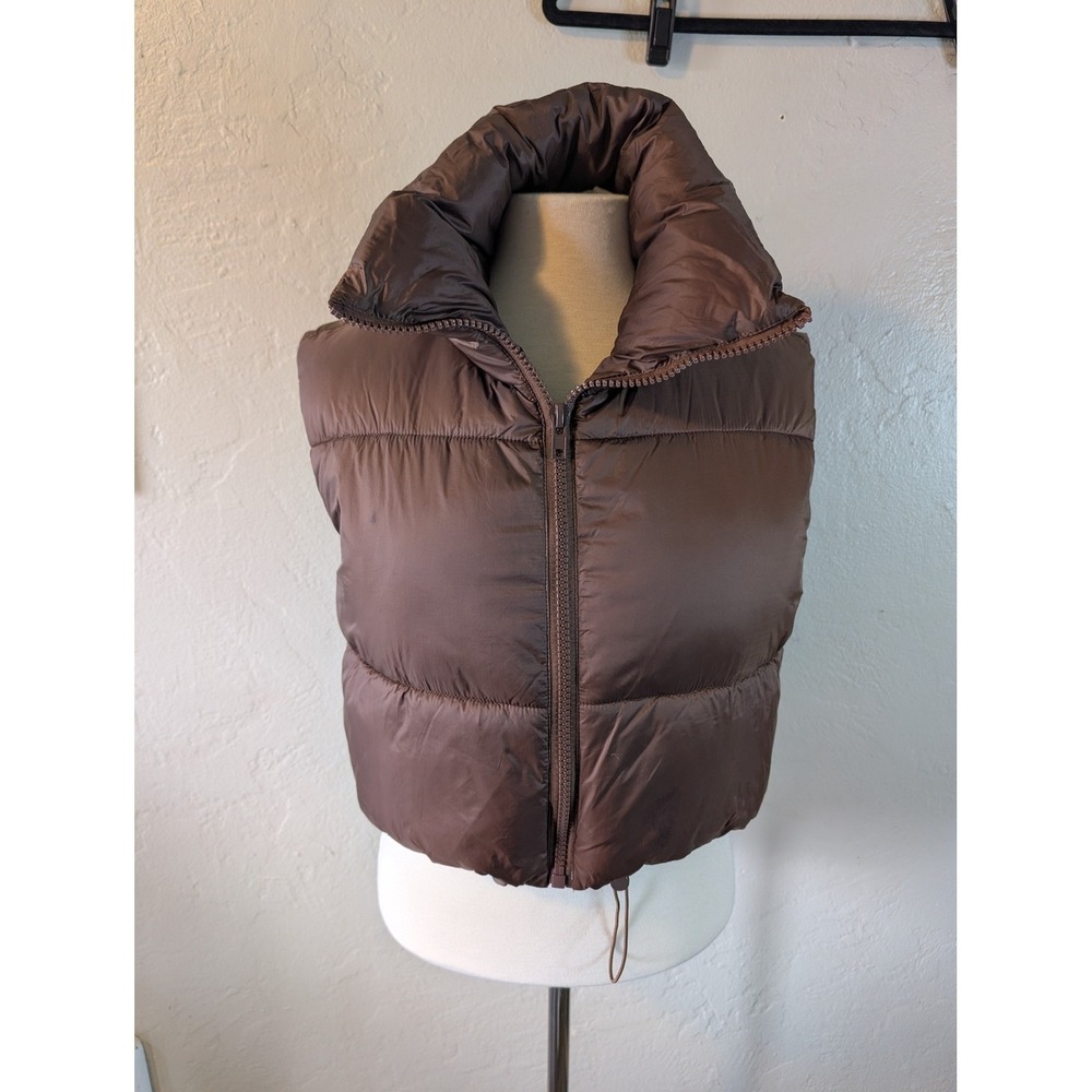 Chocolate Brown‎ Cropped Puffer Vest womens size S/M